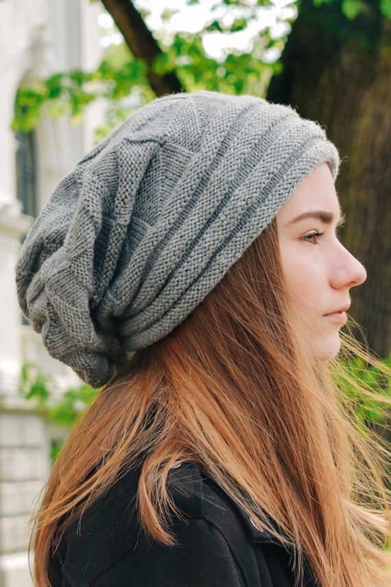 Gorro de gran tamaño, sombrero de mujer Slouchy, gorro grueso grande, gorro  de punto de cable voluminoso, sombrero de punto a mano, sombrero de lana de  alpaca, gorra de invierno trenzada 