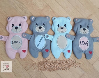 Dinkelkissen Wärmekissen Wärmflasche Körnerkissen Namen Junge Mädchen Kinder Baby Geschenk personalisiert personalisiertes Teddy Geburt