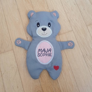 Dinkelkissen Wärmekissen Wärmflasche Körnerkissen Namen Junge Mädchen Kinder Baby Geschenk personalisiert personalisiertes Teddy Geburt Bild 7