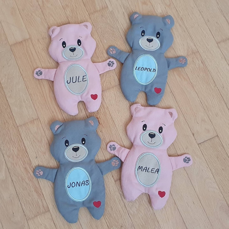 Dinkelkissen Wärmekissen Wärmflasche Körnerkissen Namen Junge Mädchen Kinder Baby Geschenk personalisiert personalisiertes Teddy Geburt Bild 9