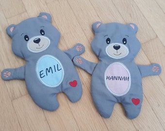 Dinkelkissen Wärmekissen, Wärmflasche Körnerkissen Namen Jungen Mädchen Kinder Baby Geschenk personalisiert personalisiertes Teddy Geburt