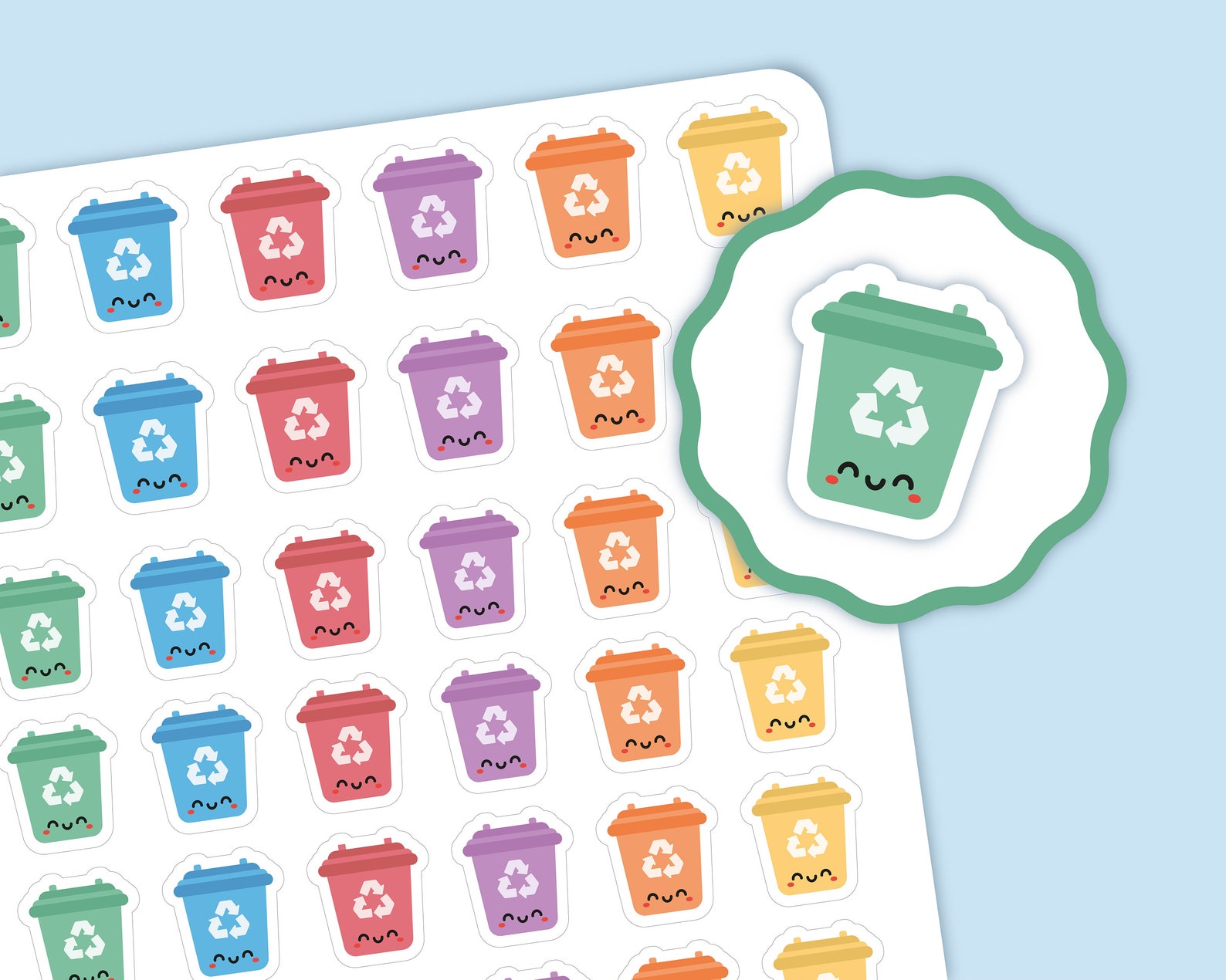 Recycle bin stickers trash labels sticker sheet Etsy