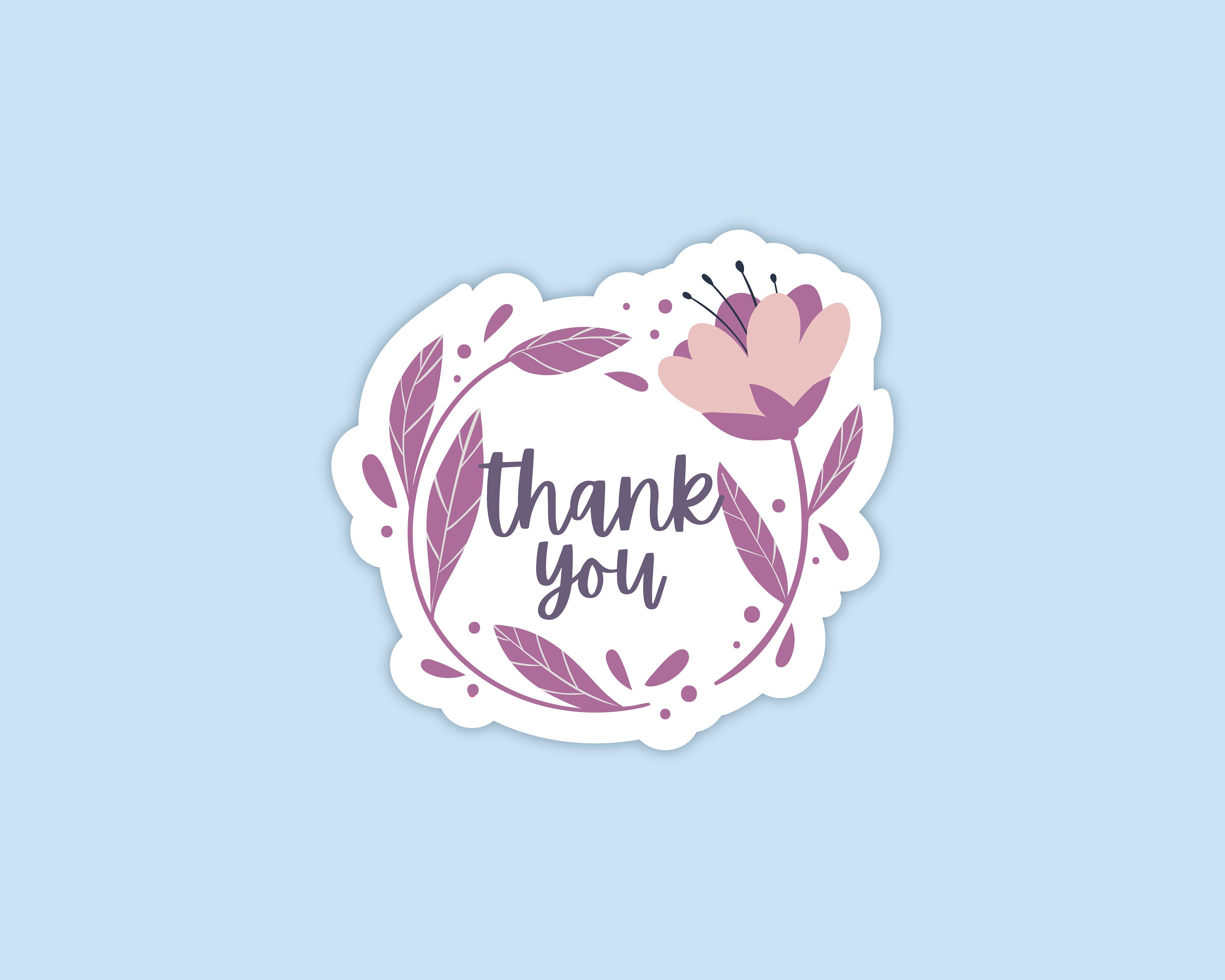 thank you stickers sticker sheet with 24 floral stickers for etsy