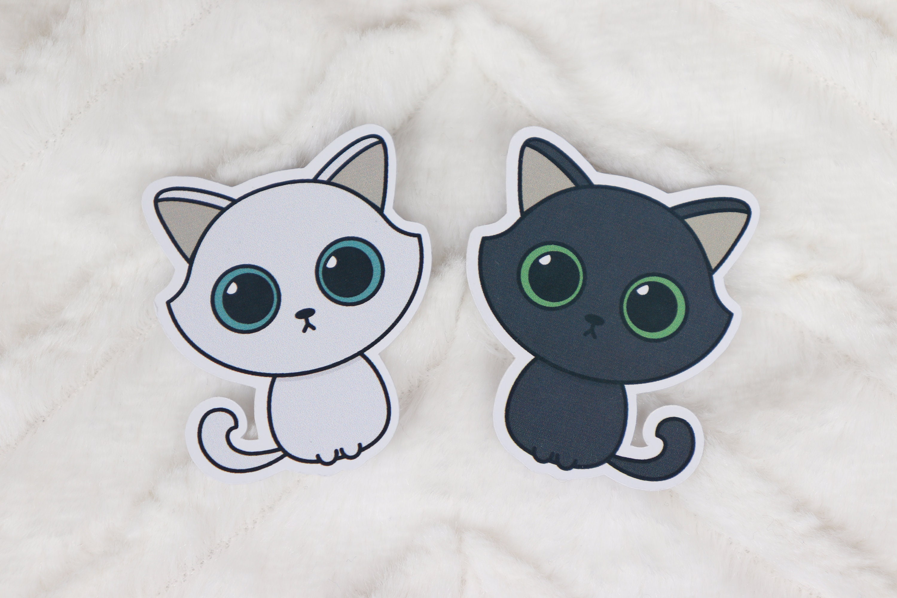 cats sticker set with 2 cute stickers high quality white etsy