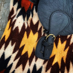 70s 80s Vintage Aztec Wool Geometric Southwestern Backpack Purse Bag image 2