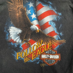 90s Vintage Harley Davidson Follow the Eagle 3D Emblem Tee Shirt Medium