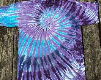 90s Vintage Blue Purples Tie Dye Head Shop Tee Shirt Medium