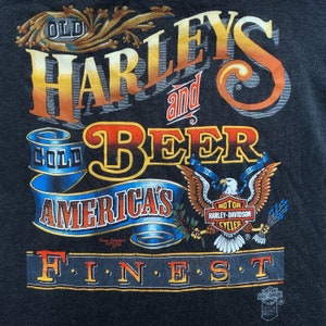 80s Vintage Harley Davidson Cold Beer America&#39;s Finest Official 3D Emblem Tee Shirt