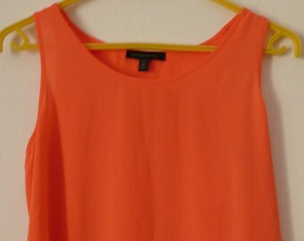 Women's orange Asimetric Layered Top/Cocktail orange Sleeveless Top/festival Summer Blouse/Party Loose fit blouse/BANANA REPUBLIC/size XS-S.