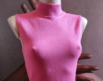 Pink women's slim fit vest/knit sleeveless blouse/pink viscosa sleeveless jumper/preppy style vest/size S-M.