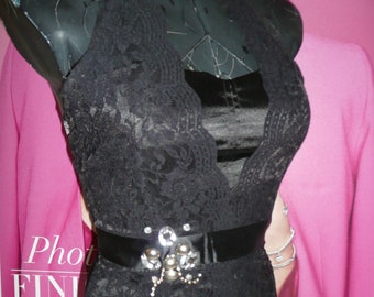 Black Corset blouse EVITA/Steampunk Corset blouse/Corset Bustier/corset top with bow/Lace Up Front Black Corset Top/Sexy corset Top/sz 10-S.