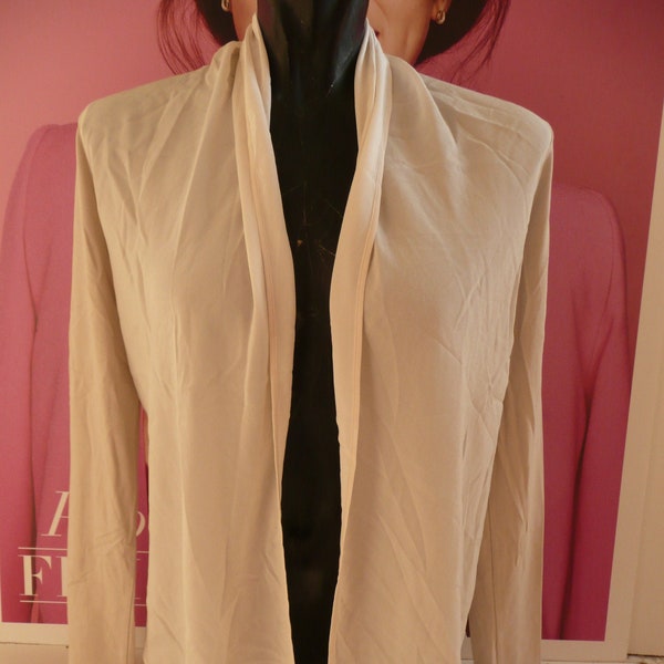 Women's Cream waterfall front blazer MARC CAIN/Summer Cardigan-blouson/designer Open Up Blazer/Germany fashion blazer/Summer Cover Up/sz M-L