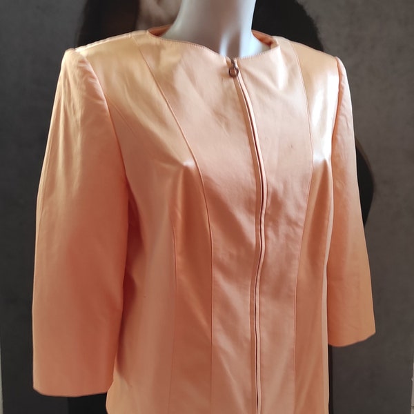 Women's Festival Peach Blazer/Fabric Texture Contrast Blazer/Evening Abricot-Coral Jacket/Party Blazer by BETTY BARCLAY/F-44;I-48;GB-16; 42.