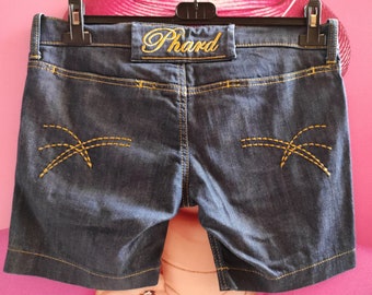 Klassische blaue Denim-Shorts von PHARD, Italien/Cut-Off-Shorts im Rodmont-Stil mit niedriger Taille/Lässige Sommer-Streetwear/Taillenweite: 44 cm = 17 Zoll/Größe 29, S.