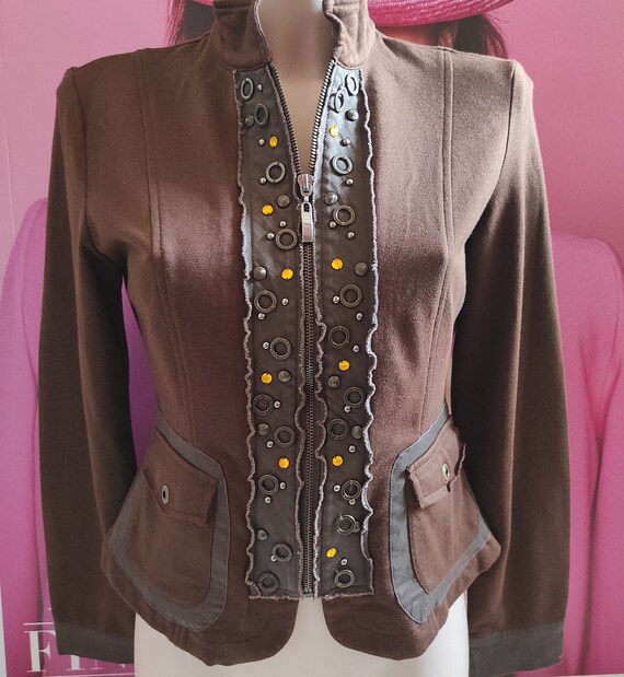 Women's Cotton Fitted Blazer/Brown Patch Pockets … - image 1