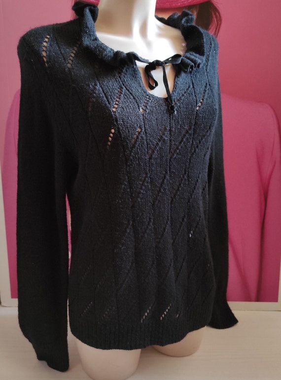 Women's Wool Blend Bohemian Ruffle Knit Pullover … - image 3