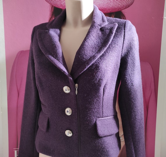 Women's Short Felt Jacket ESISTO Conbipel/lana Wool Purple - Etsy