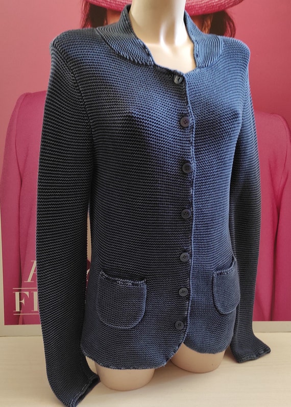 Women's Cotton Knit Blue Blazer by LIEBLINCSSTOCK… - image 3
