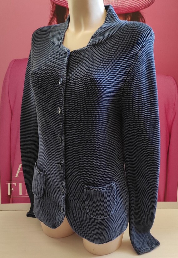 Women's Cotton Knit Blue Blazer by LIEBLINCSSTOCK… - image 4