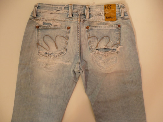 Vtg Restart Light Blue Jeans/denim Kingdom/distressed Denim Pants