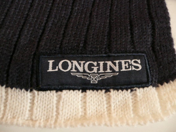 Vtg LONGINES Blue & White Wool Scarf/fashion mens