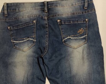Women's blue jeans Nove & Nove/distressed fashion blue jeans Slim Fit/low waisted bleashed denim pants/casual blue jeans/size 46/ XL