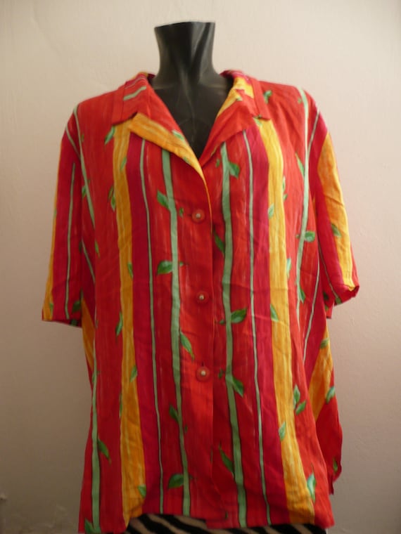 Vintage 70s striped rainbow blouse WOOLWORTHS/loo… - image 1