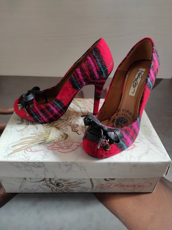 Zapatos de tart n para mujer de ED HARDY Festival Rojo Rosa Verde
