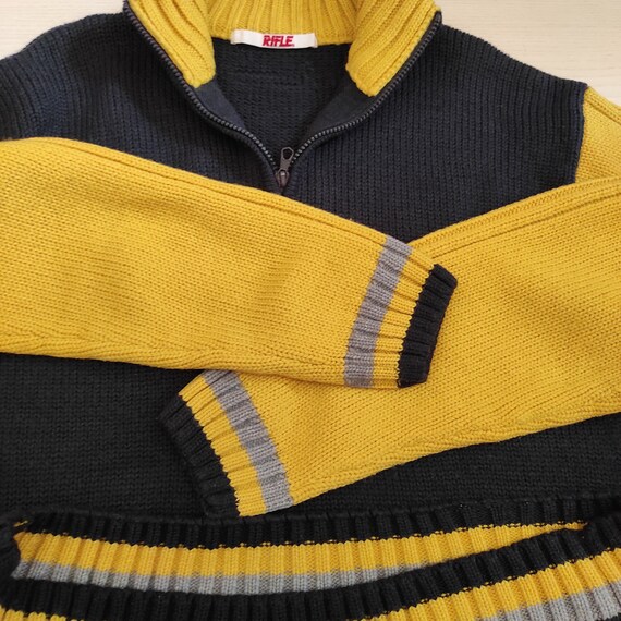 RIFLE Jeans Lana Wool Navy Blue-Yellow Sweater, J… - image 10