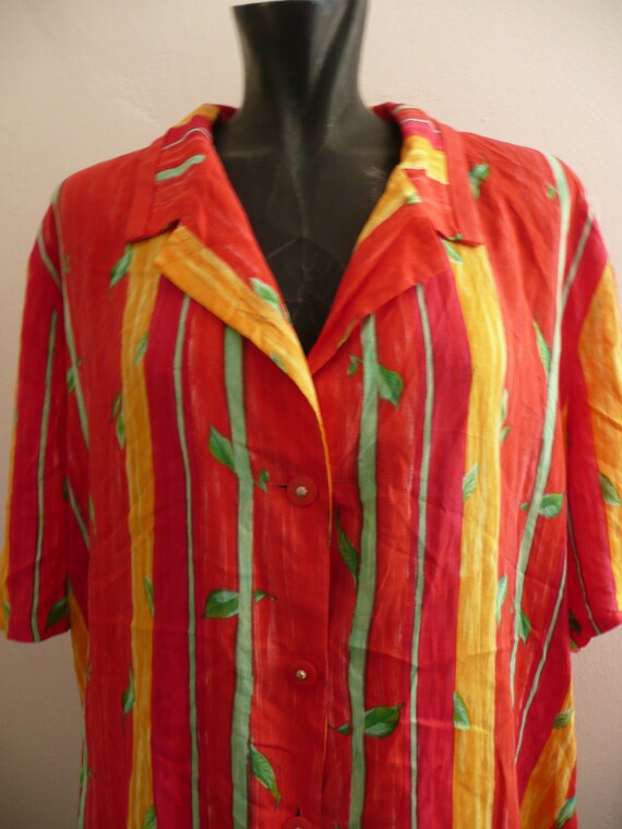 Vintage 70s striped rainbow blouse WOOLWORTHS/loo… - image 2
