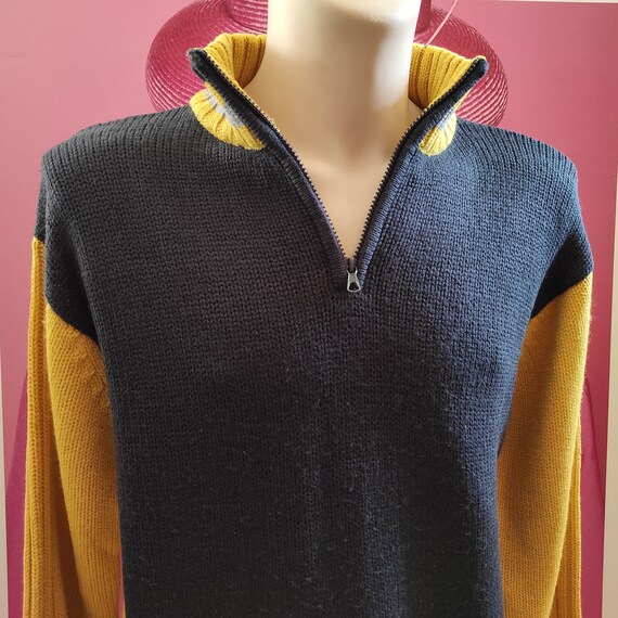 RIFLE Jeans Lana Wool Navy Blue-Yellow Sweater, J… - image 1