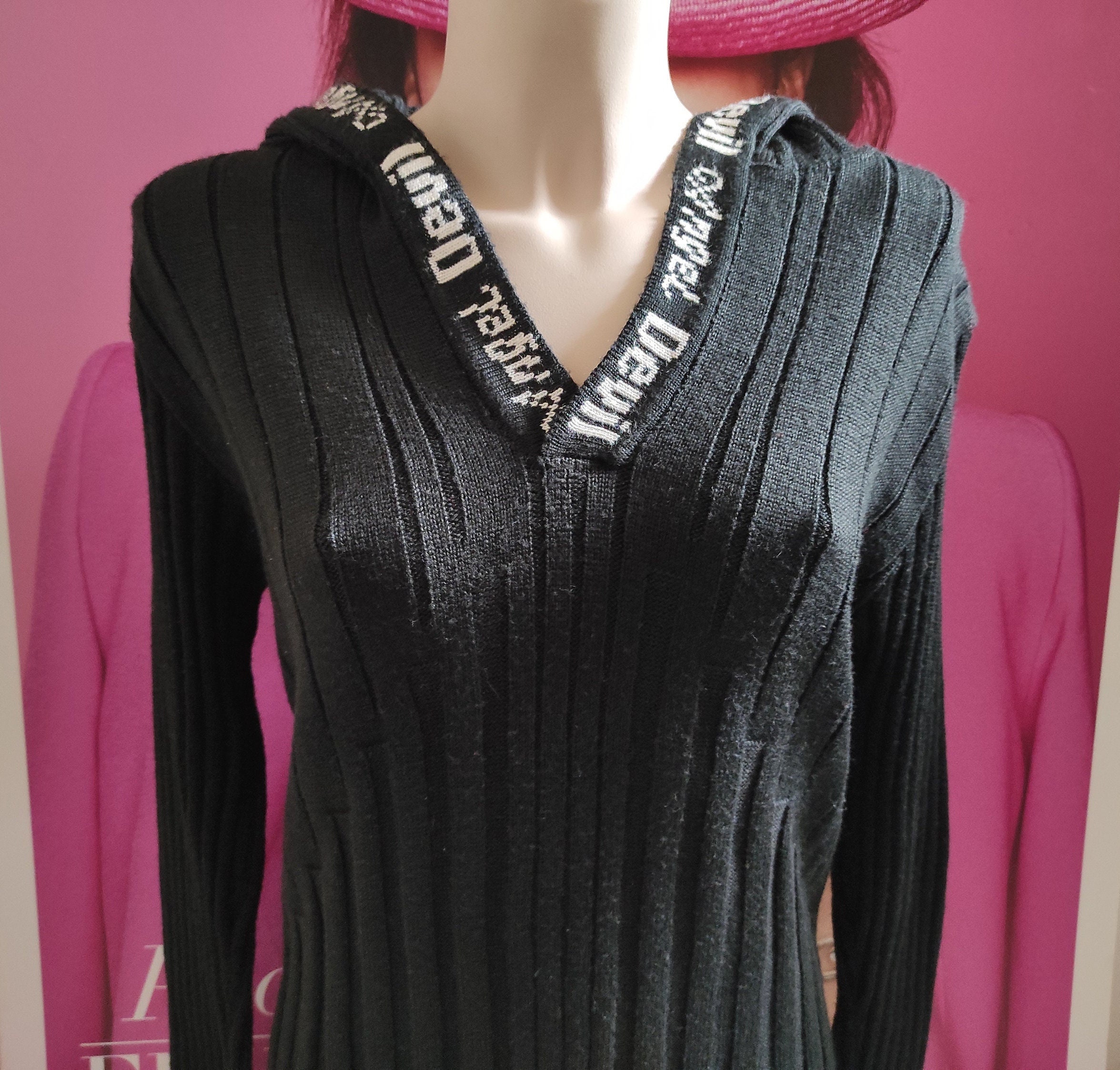 Women's Black-white Knit Hoodie/angel DEVIL Italian Brand - Etsy Finland