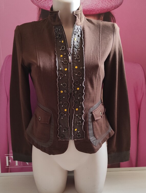 Women's Cotton Fitted Blazer/Brown Patch Pockets … - image 4