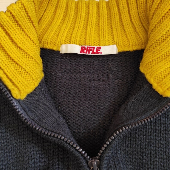 RIFLE Jeans Lana Wool Navy Blue-Yellow Sweater, J… - image 8