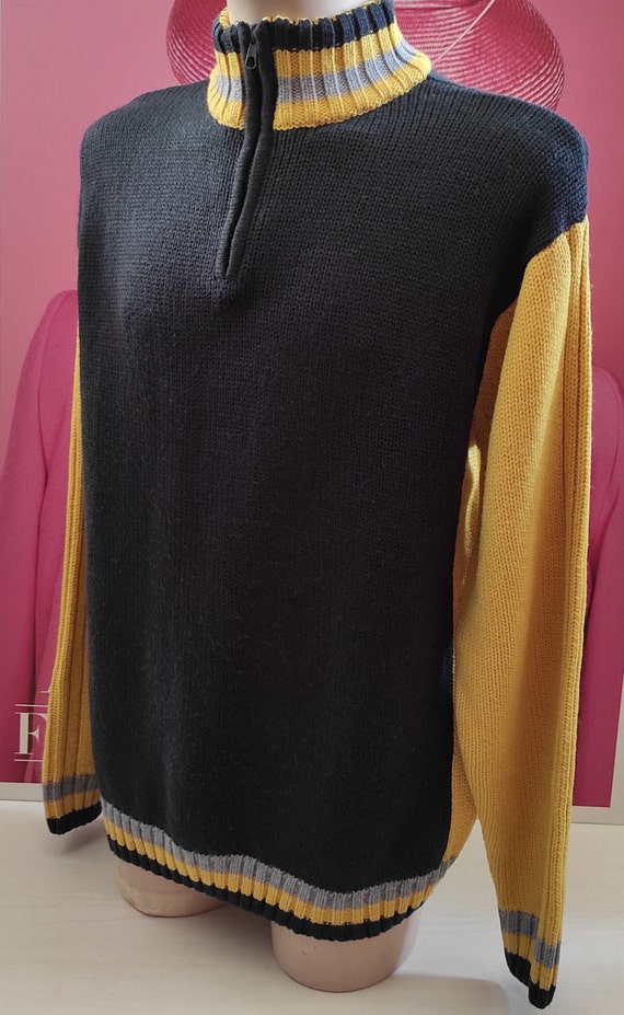 RIFLE Jeans Lana Wool Navy Blue-Yellow Sweater, J… - image 4
