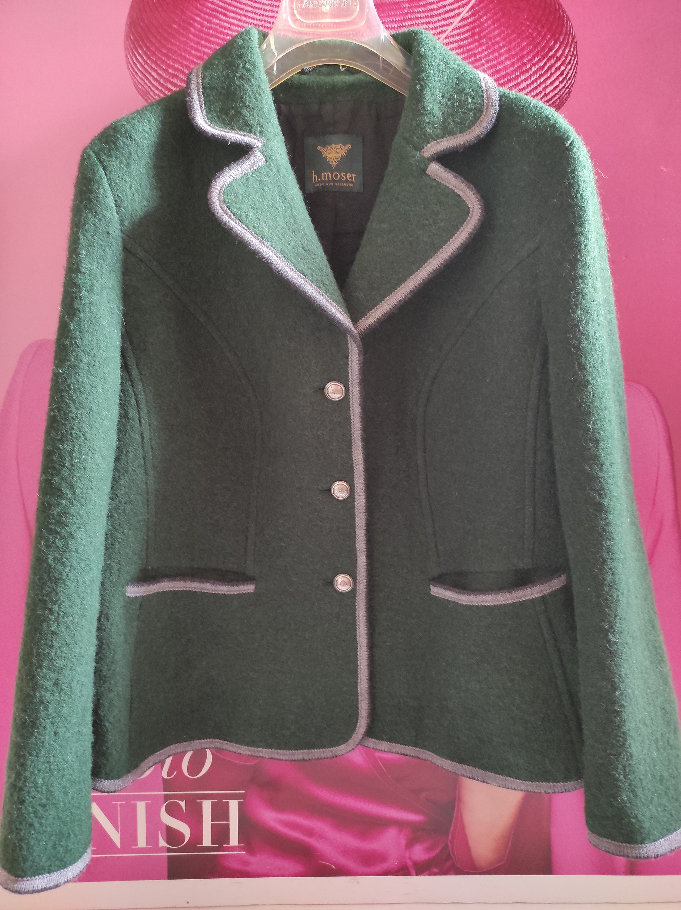 Women's 100% Wool Green-Grey Blazer/H.MOSER AUS - Etsy 日本