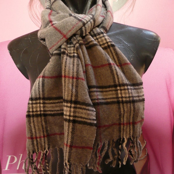 Vintage cachemire-lana vergine scarf ROYAL CLASS/tartan wool scarf/italy blanket scarf/fashion warm long scarf/casual gray checkered scarf