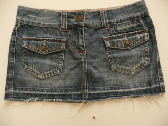 Vintage Women's Denim Mini Skirt Pimkie/blue Distressed - Etsy