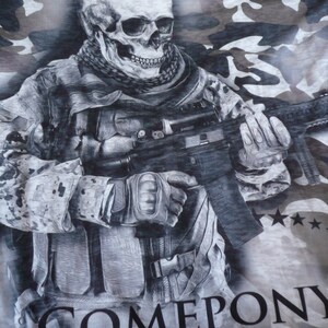 Vintage mens t-shirt/skull with Kalashnikov print tee/fashion summer t-shirt/casual gray tee/ SKULL print t-shirt/Camouflage t-shirt image 8