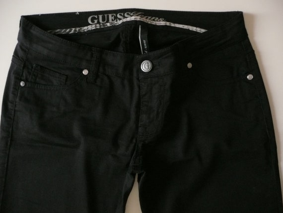 Vintage GUESS JEANS mujer pantalones negros/pantalones de cintura