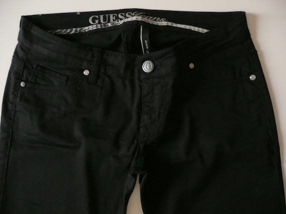 Vintage GUESS JEANS mujer pantalones negros/pantalones de cintura baja/ pantalones negros casuales de algodón/vaqueros negros marca Italia/ pantalones de moda Starlet SlimFit/size27 -  España