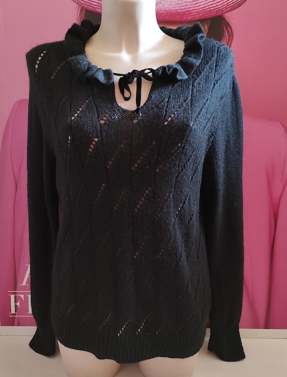 Women's Wool Blend Bohemian Ruffle Knit Pullover … - image 2