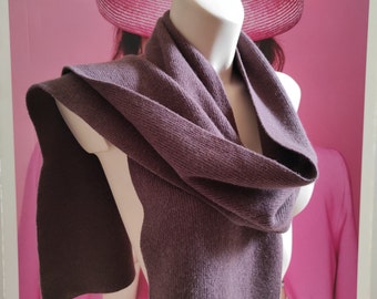 Unisex very Soft Lana Wool-Angora Blend Knitted Long Scarf/Cassual Brown Minimalist Scarf/Preppy style Warm Scarf/Elegant Winter Scarf.