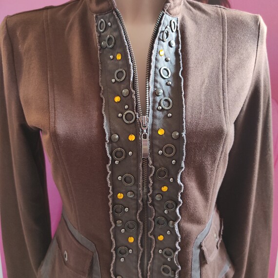 Women's Cotton Fitted Blazer/Brown Patch Pockets … - image 8
