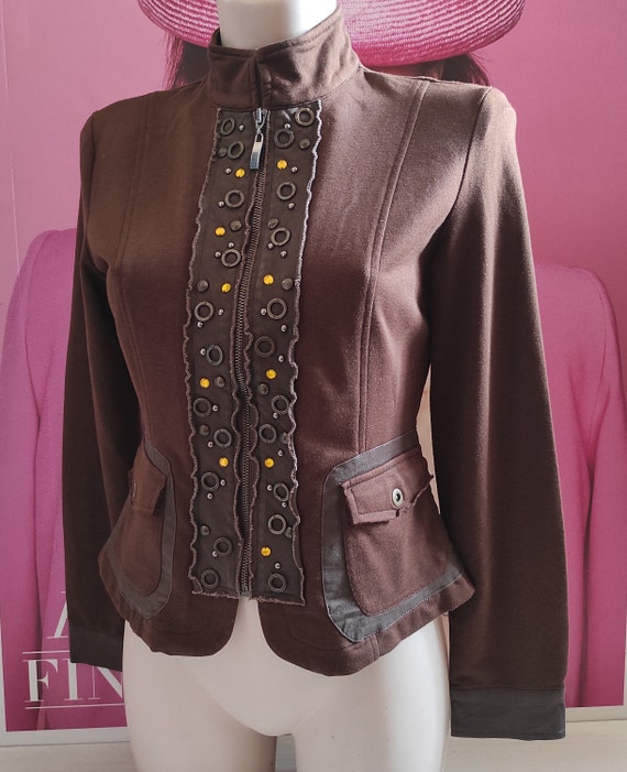 Women's Cotton Fitted Blazer/Brown Patch Pockets … - image 3