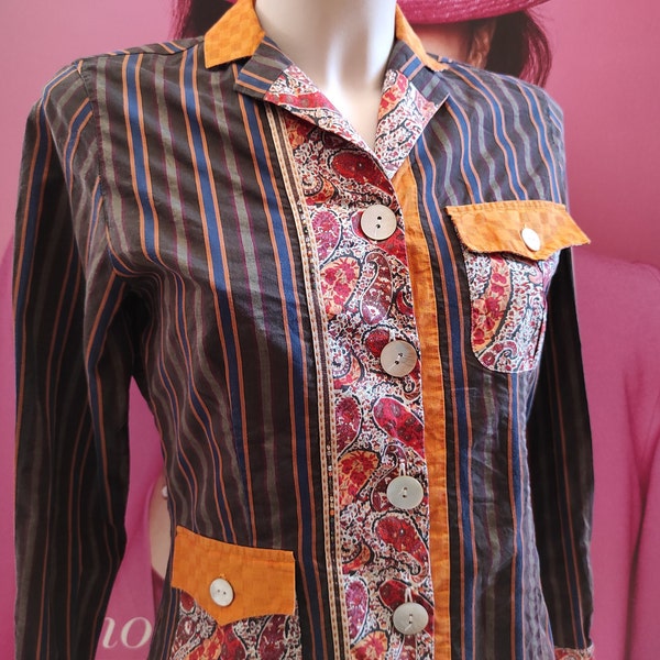 Unisex jacket Artist style jacket/Boho summer jacket/Chic cotton jacket-shirt/Hippie Patchwork Jacket/Designer RENE MONT Multi-Color jacket