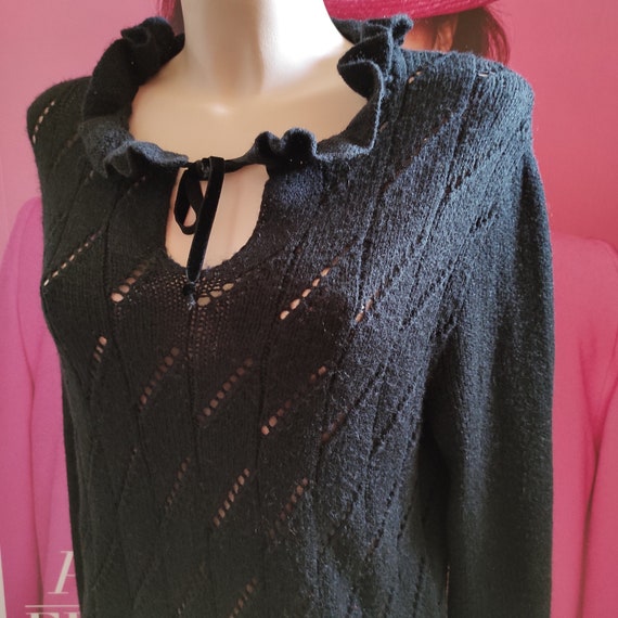 Women's Wool Blend Bohemian Ruffle Knit Pullover … - image 1