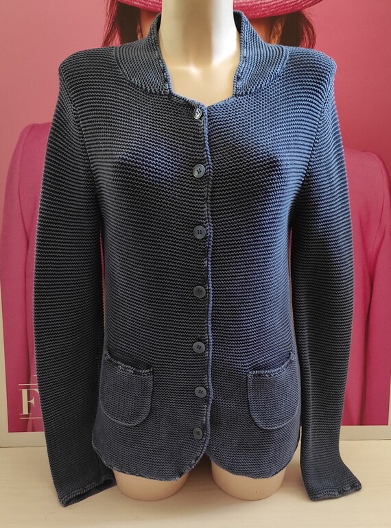 Women's Cotton Knit Blue Blazer by LIEBLINCSSTOCK… - image 2