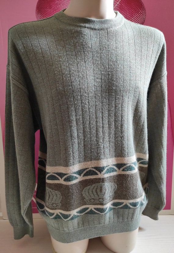 80s Men's Cotton-Acrylic Knit Jumper, Italy/Casual