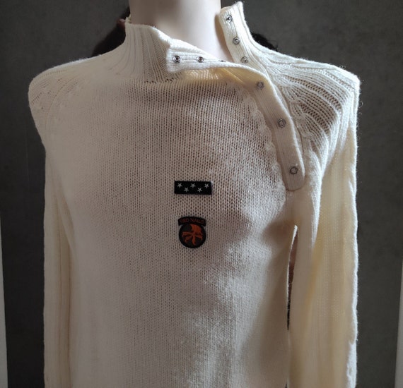 Maglione bianco in misto lana vintage anni 80 PLAYLIFE Unisex